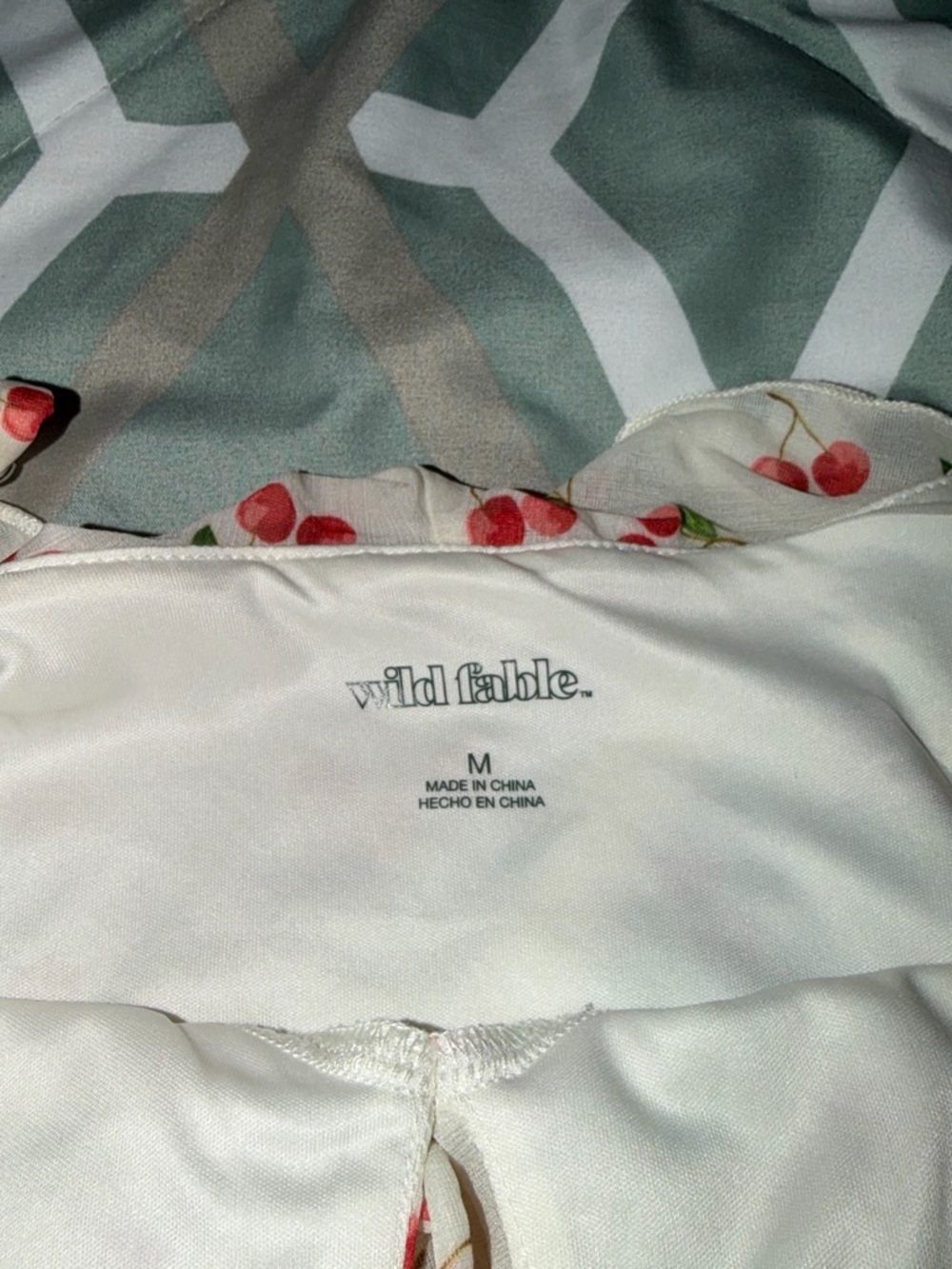 wild fable White Bandeau Top with Red Cherry Print